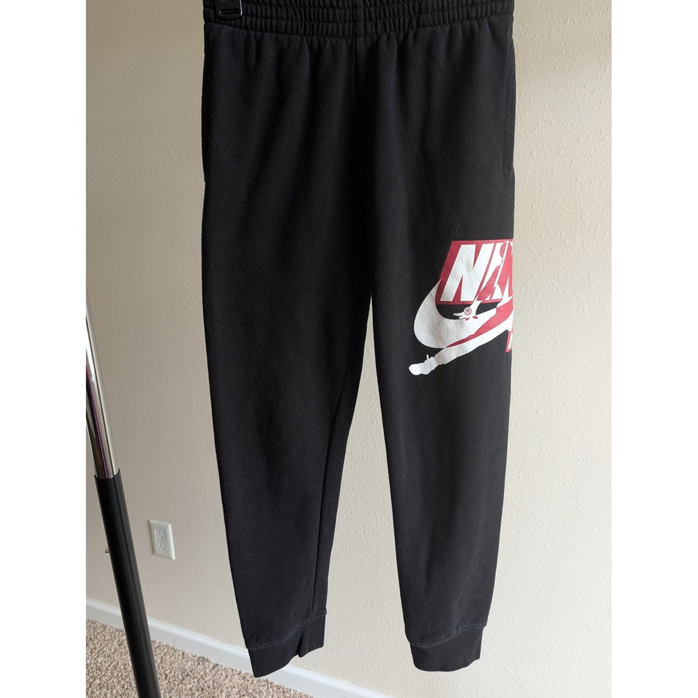 Nike Jordan Jumpman Kids Black Fleece Jogger Pants Graphic Sweatpants Size M